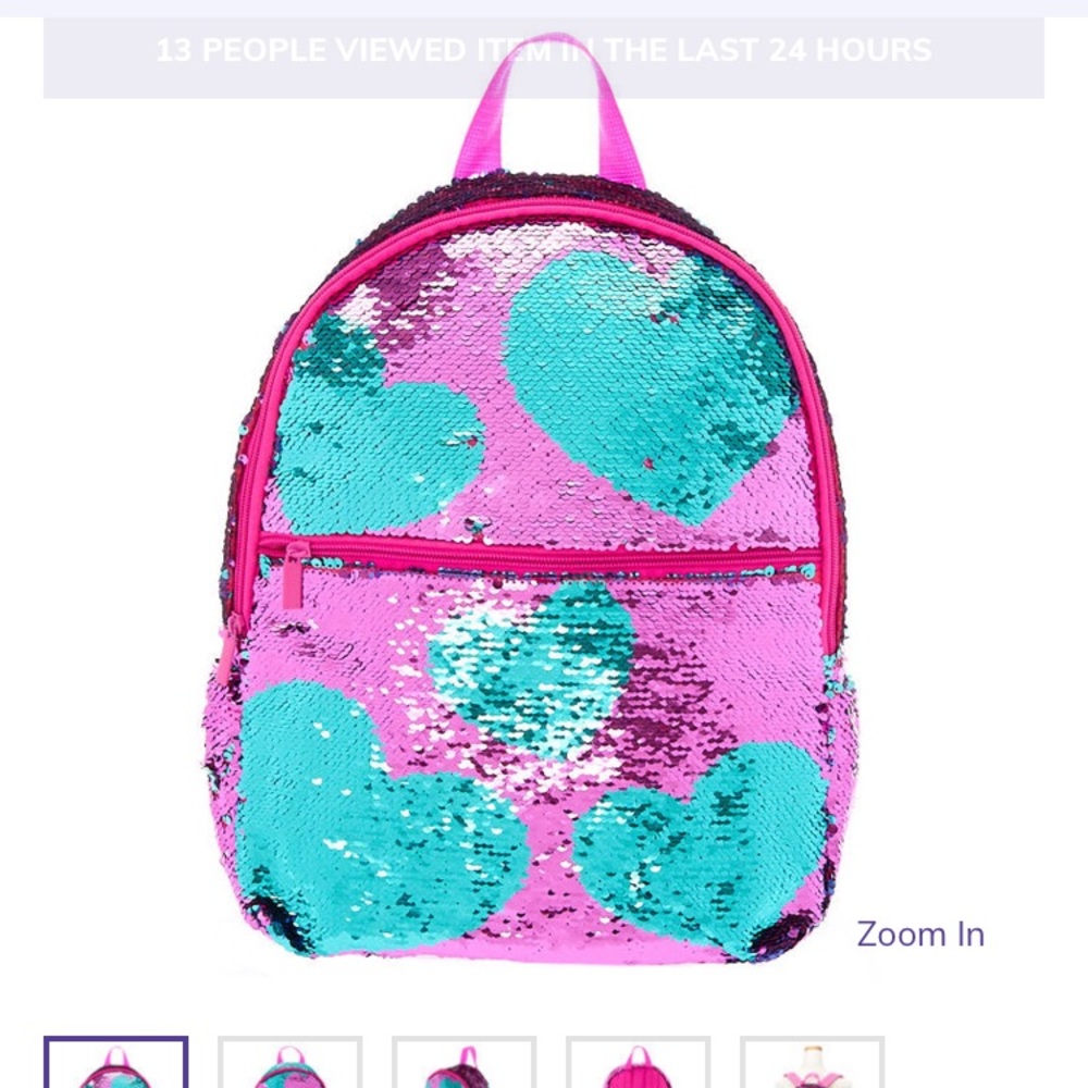 New with tags Claire’s back pack hearts sequins